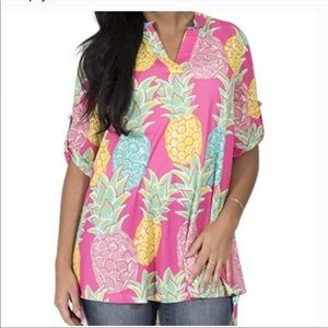 Simply Southern Pineapple Tunic Top Beach Vacation Resort Hawaii